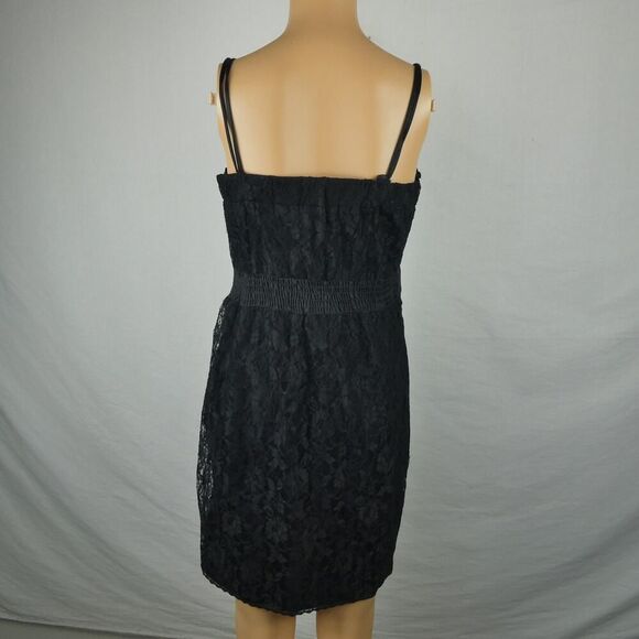 Nu by Mark Anthony Black Floral Lace Faux Wrap Sleeveless Little Dress Small - Picture 4 of 8